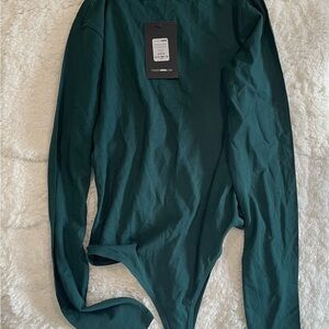 Fashion Nova Teal Mock Neck Bodysuit